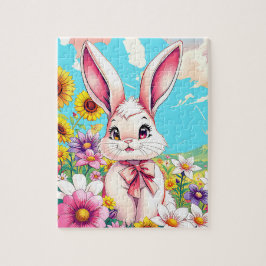 Schattig roze konijntje kinderbed legpuzzel