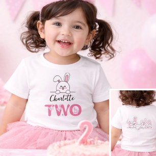 Schattig Roze Konijntje Meisje Tweede Verjaardag