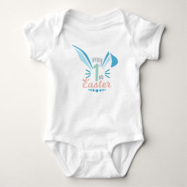 Schattig roze konijntje oren mijn 1e Pasen Baby Bo Romper