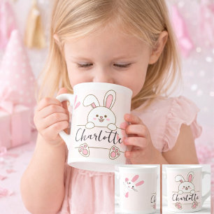 Schattig Roze Konijntjesmeisje Kiekeboe Verjaardag Porselein Kop
