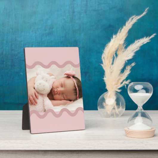 Schattig roze kronkelig 5x7 fotoplaque fotoplaat (Zijkant)