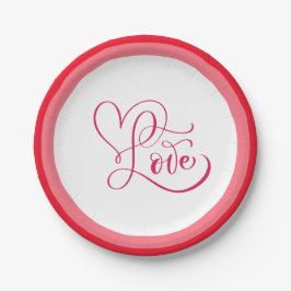 Schattig Roze Liefdesstijlontwerp Papieren Bordje