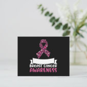 Schattig roze lint borstkanker bewustzijn vrouwen briefkaart (Staand voorkant)