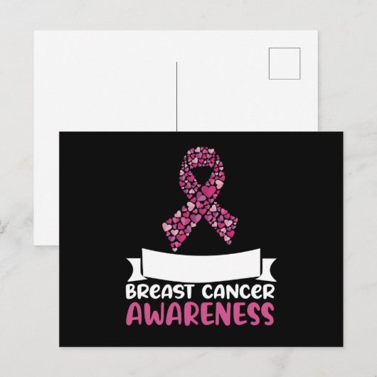 Schattig roze lint borstkanker bewustzijn vrouwen briefkaart (Voorkant / Achterkant)