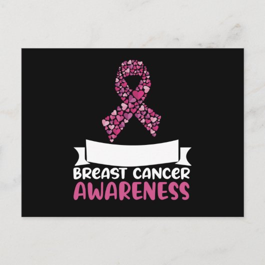 Schattig roze lint borstkanker bewustzijn vrouwen briefkaart (Voorkant)