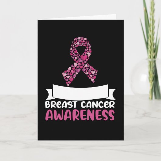 Schattig roze lint borstkanker bewustzijn vrouwen kaart (Voorkant)