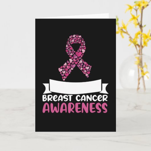 Schattig roze lint borstkanker bewustzijn vrouwen kaart (Gele Bloem)