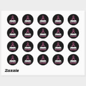 Schattig roze lint borstkanker bewustzijn vrouwen ronde sticker (Vel)