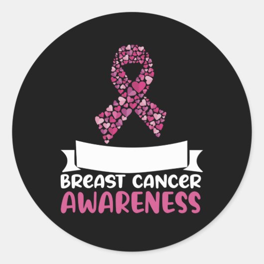 Schattig roze lint borstkanker bewustzijn vrouwen ronde sticker (Voorkant)