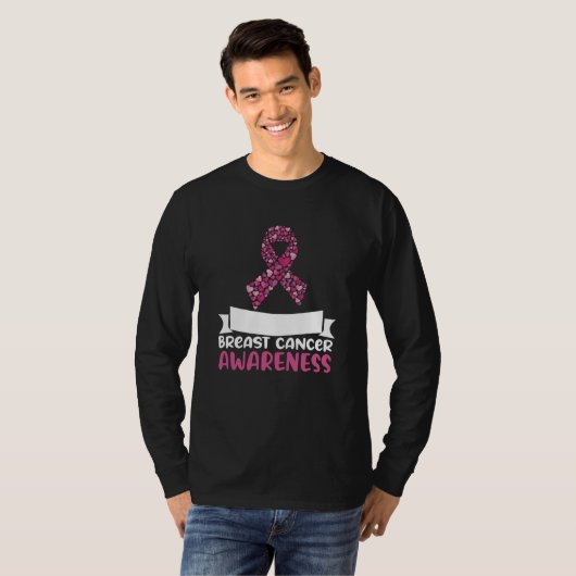 Schattig roze lint borstkanker bewustzijn vrouwen t-shirt (Voorkant volledig)