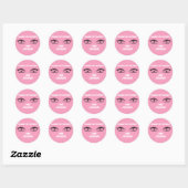 Schattig roze low vision Button Ronde Sticker (Vel)