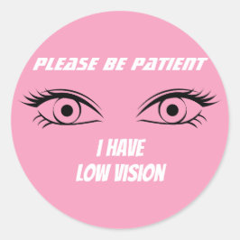 Schattig roze low vision Button Ronde Sticker