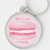 schattig roze macaron zo lieve meisjes naam sleutelhanger (Voorkant)