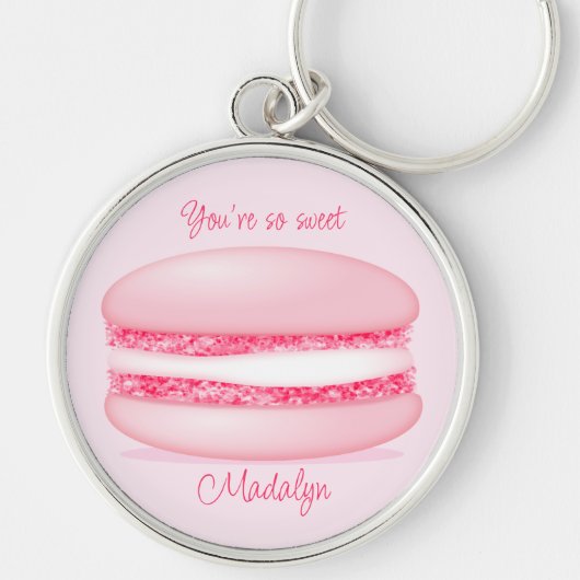 schattig roze macaron zo lieve meisjes naam sleutelhanger (Voorkant)