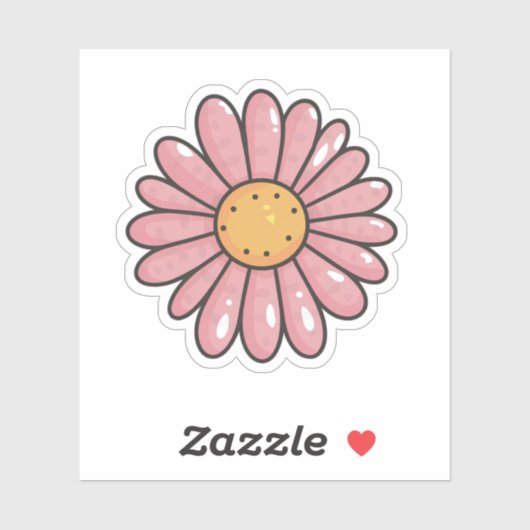 schattig roze madeliefje sticker (Vel)