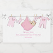 Schattig roze meisje Baby shower mini Sparkling Wijnetiket (Enkel label)