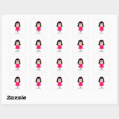 Schattig roze meisje Dank je Vierkante Sticker (Vel)