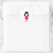 Schattig roze meisje Dank je Vierkante Sticker (Tas)
