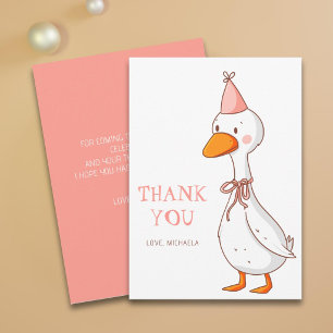 Schattig Roze Meisje Eén Dwaas Gans Verjaardag Bedankkaart