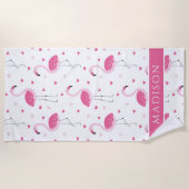 Schattig roze meisje flamingo liefde hart geperson strandlaken (Voorkant)