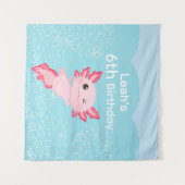 Schattig Roze Meisjes Axolotl Verjaardagsfeestje Wandkleed (Voorkant (horizontaal))
