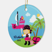Schattig Roze Meisjes Piraat Kerst Ornament (Links)