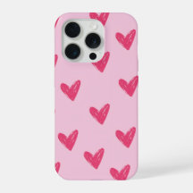 Schattig Roze Met De Hand Getekende Harten Patroon