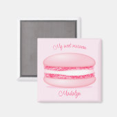 schattig roze mijn zoete macaron meisjes naam magneet (Voorkant / Achterkant)