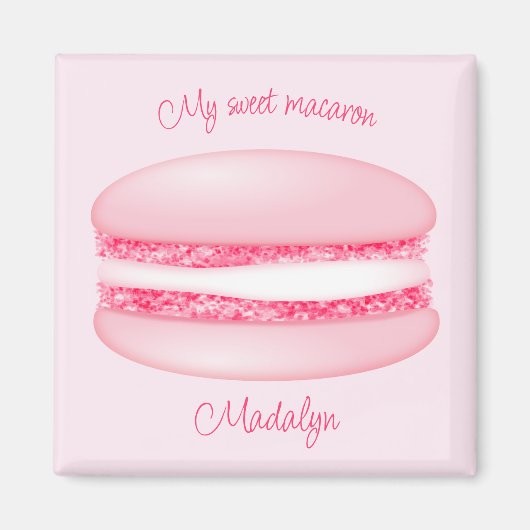schattig roze mijn zoete macaron meisjes naam magneet (Voorkant)