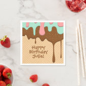 schattig roze, mint en chocolade ijsje servet (Insitu)