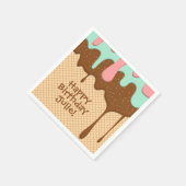 schattig roze, mint en chocolade ijsje servet (Hoek)