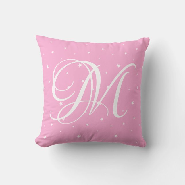 Schattig roze Monogram Naam Sierkussen (Voorkant)