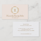 Schattig Roze Monogram Schoonheidssalon Cosmetolog Visitekaartje (Voorkant / Achterkant)