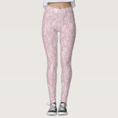 Schattig roze mooie hipster bladeren varen ontwerp leggings (Voorkant)