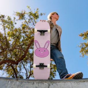 Schattig Roze Mooie Konijnengezicht Lente Pasen Persoonlijk Skateboard