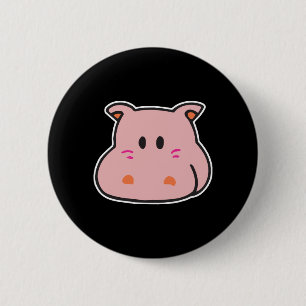 schattig roze nijlpaard gezicht ronde button 5,7 cm