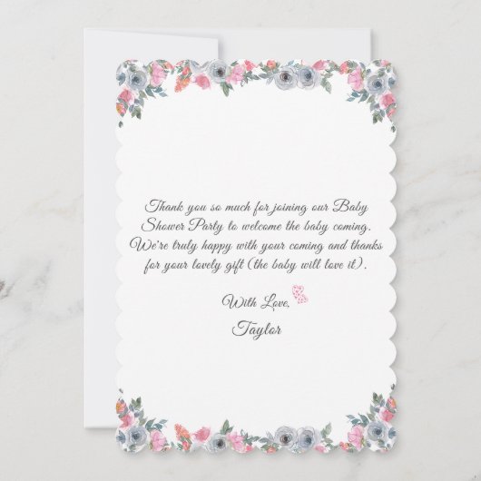 Schattig roze olifant Baby shower dank u kaart (Achterkant)