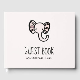 Schattig roze olifant Baby shower Gastenboek