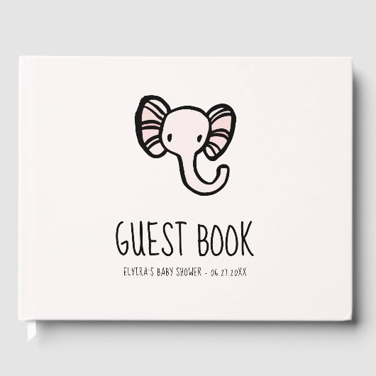 Schattig roze olifant Baby shower Gastenboek (Voorkant)