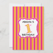 Schattig Roze/Oranje Meisjes Eerste Verjaardag Kaart (Achterkant)