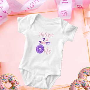 Schattig Roze Paars Zoete Eén Meisje Verjaardag Romper