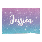 Schattig Roze Paarse Blauwe Faux Glitter Sparkles  Kussensloop (Voorkant-Rechts)