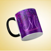 Schattig Roze paarse Eenhoorn Glitter Drips monogr Mok