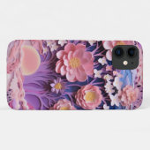 Schattig Roze Paarse Pastel Bloemen Uitsnijdpatroo Case-Mate iPhone Case (Achterkant (horizontaal))