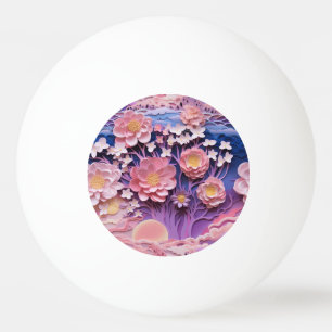 Schattig Roze Paarse Pastel Bloemen Uitsnijdpatroo Pingpongbal