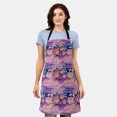 Schattig Roze Paarse Pastel Bloemen Uitsnijdpatroo Schort (Gedragen)