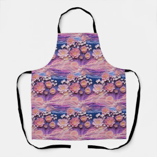 Schattig Roze Paarse Pastel Bloemen Uitsnijdpatroo Schort