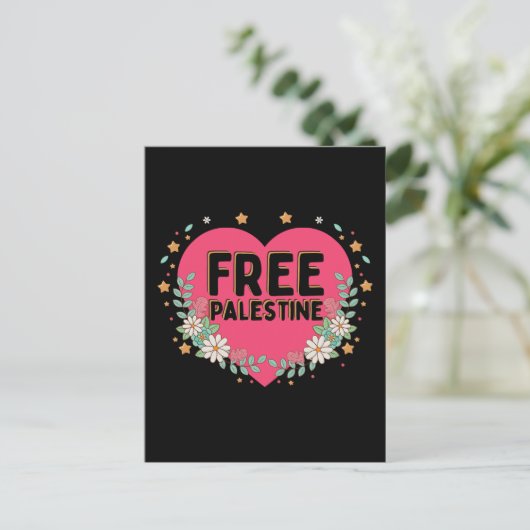 schattig roze Palestina hart grafisch ontwerp Briefkaart (Staand voorkant)