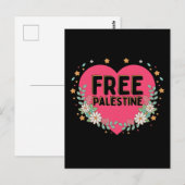 schattig roze Palestina hart grafisch ontwerp Briefkaart (Voorkant / Achterkant)