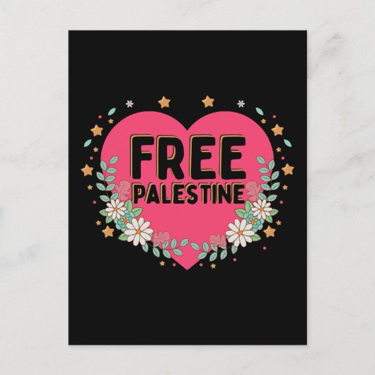 schattig roze Palestina hart grafisch ontwerp Briefkaart (Voorkant)